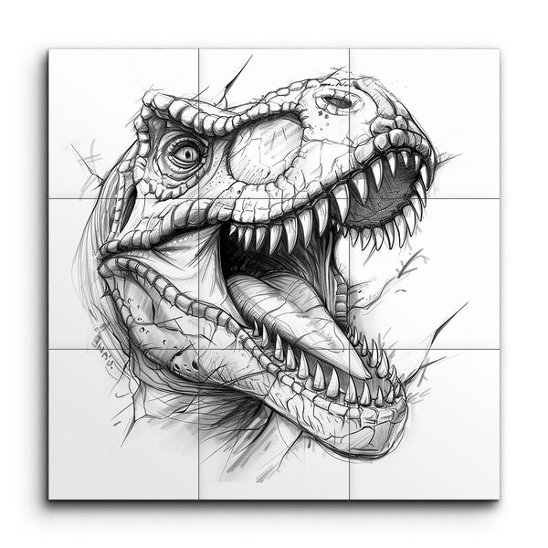 Stunning T. rex Tile Mural - Prehistoric Power Unleashed