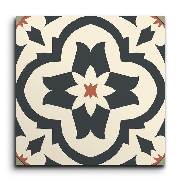 Charcoal Blossom Encaustic Harmony Tile (Sample.250613.bqymq)