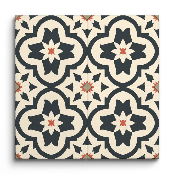 Charcoal Blossom Encaustic Harmony Tile (Sample.250519.smkzs)